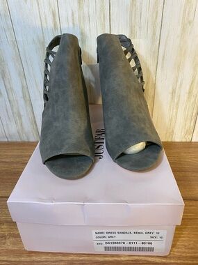 JustFab Grey Open-Toe Cutout Heels